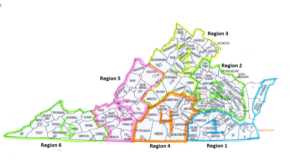 Virginia Tree Farm Region Map